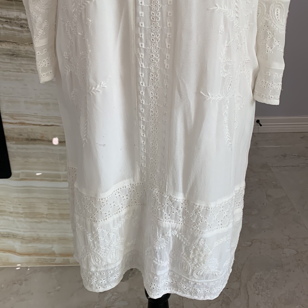 Lucky Brand Boho White Crochet Lace‎ Mini Dress Size S - Picture 3 of 12